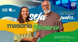 #PraTodosVerem: Na fotografia aparece uma imagem de campanha eleitoral, onde uma jovem e um home...
