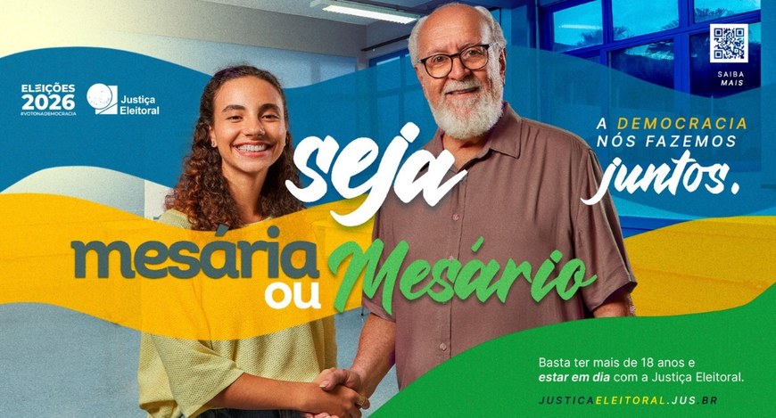 #PraTodosVerem: Na fotografia aparece uma imagem de campanha eleitoral, onde uma jovem e um home...