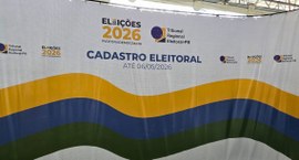 #PraTodosVerem: Na fotografia aparece uma banner símbolo das Eleições 2026, a logomarca do TRE-P...