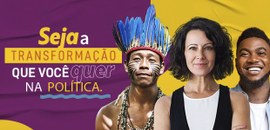 #PraTodosVerem: Na imagem aparece um banner digital com três pessoas em destaque e um texto alin...