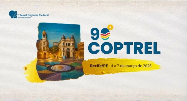 Capa: #PraTodosVerem: Na imagem aparece uma arte gráfica institucional para o "90º COPTREL", con...
