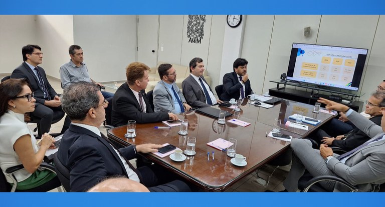 #PraTodosVerem: Em mesa reunidos, para reunião de trabalho, onze homens e uma mulher.