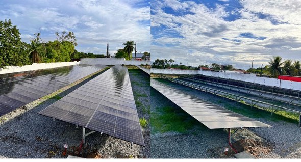 #PraTodosVerem: Na fotografia interna dois, aparece uma montagem com duas fotos das placas solar...