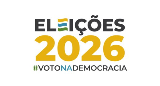 #PraTodosVerem: Na fotografia aparece a logomarca das eleições 2026 com a #votonademocracia