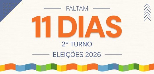 #PraTodosVerem: banner informativo da contagem regressiva para o 2º Turno das Eleições 2026.