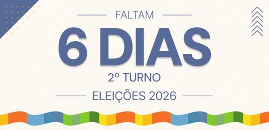 #PraTodosVerem: banner informativo da contagem regressiva para o 2º Turno das Eleições 2026.