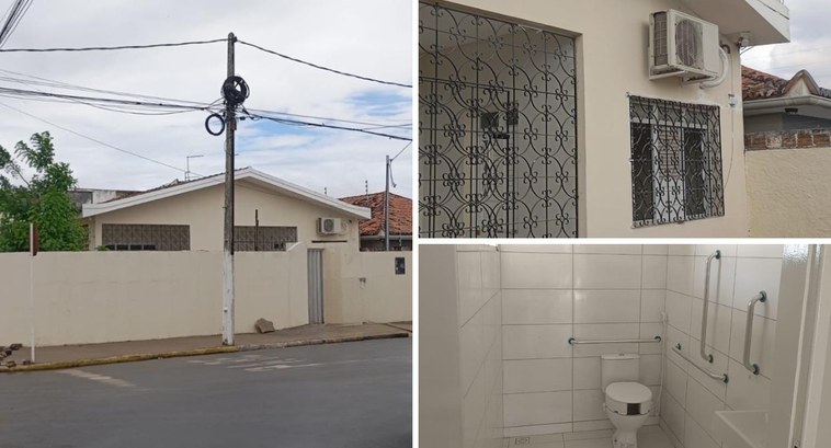 #PraTodosVerem: Fotomontagem com três fotografias do prédio reformado da 19ª Zona Eleitoral em E...