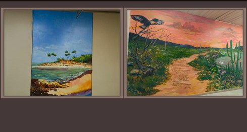 #PraTodosVerem: Na fotografia aparece um painel artístico com uma garça.