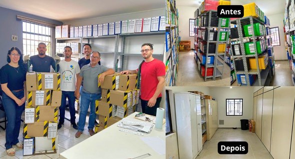 Projeto de implantação do Arquivo Central do TRE-PB atinge mais de 50% de execução #PraTodosVerem: Na fotografia interna 2 aparece uma montagem do trabalho de transferência mostra...