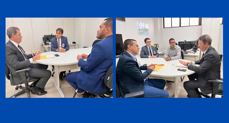 #PraTodosVerem: Na fotografia aparece uma montagem mostrando a reunião do presidente do TRE-PB c...