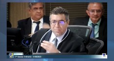 #PraTodosVerem: Painel retangular com o juiz Bianor Arruda Bezerra Neto, na Corte Eleitoral para...
