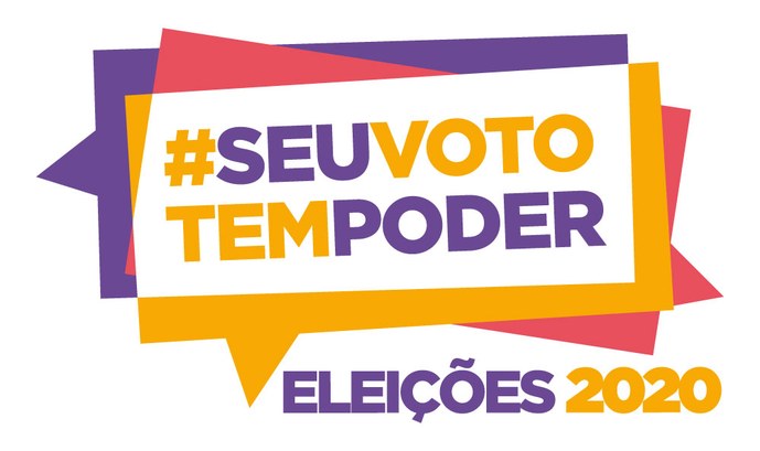 #PraCegoVer: Na imagem aparece o logotipo das Eleições 2020 onde se lê “#SEUVOTOTEMPODER – ELEIÇ...