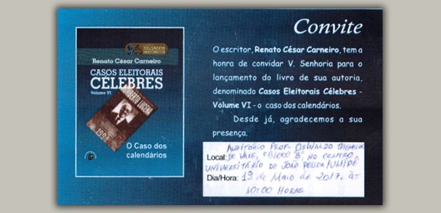 TRE-PB convite lançamento livro Servidor do TRE-PB lança livro nesta sexta-feira (19)
