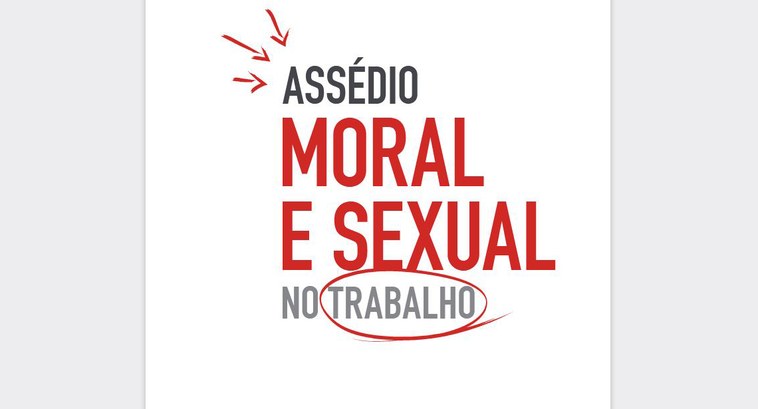 #PraCegoVer: Banner da Capa da Cartilha Assédio Moral e Sexual no Trabalho.