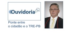 #PraCegoVer: Banner da Ouvidoria Eleitoral com a fotografia do juiz ouvidor Ferreira Júnior.