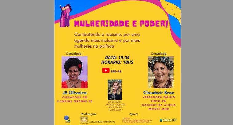 TRE-PB mulheridade e poder Escola Judiciária promoverá Live abordando Mulheridade e Poder