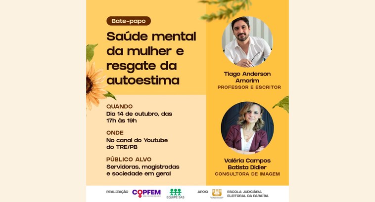 TRE-PB palestra copfem Saúde Mental da mulher e o resgate da autoestima