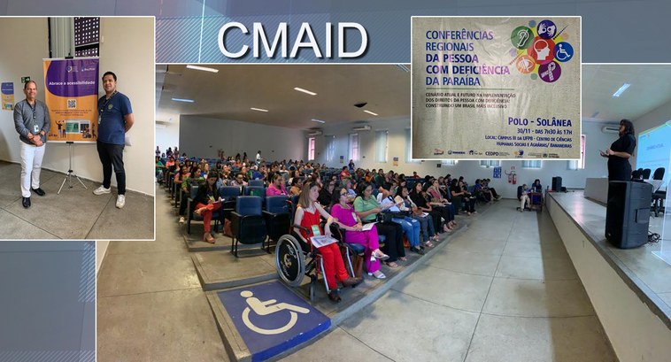 TRE-PB pcd solânea #ParaTodosVerem: Painel retangular com montagem fotográfica
