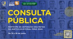 Banner da consulta pública da definição das metas da Justiça Eleitoral para 2024; contém no cant...