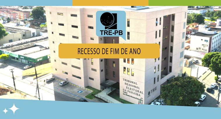 Montagem fotográfica com vista aérea do edifício-sede do TRE-PB