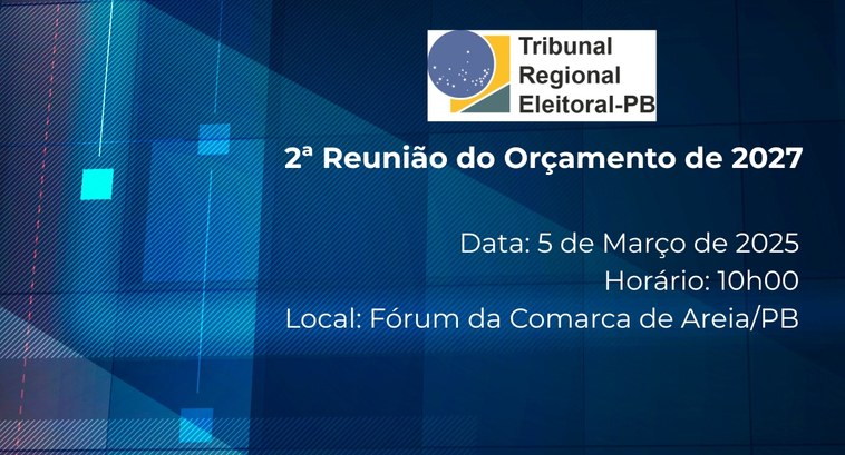 TRE-PB realiza 2ª Reunião do Orçamento de 2027 em Areia A iniciativa busca mapear as necessidades das Zonas Eleitorais, identificar prioridades e catalo...