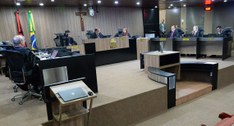 #PraCegoVer: Corte Eleitoral em sessão de julgamento