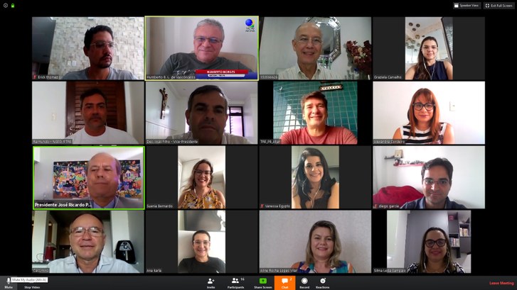 TRE-PB reunião administrativa #PraCegoVer: Mosaico da tela da reunião Conselho de Governança por videoconferência, na parte su...