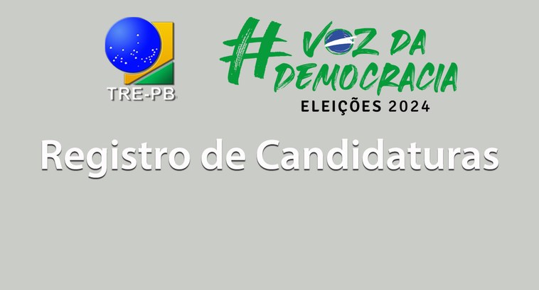 TRE-PB reunião registro de candidaturas Painel retangular com arte ilustrativa contendo logotipos do TRE-PB e das Eleições 2024, e a exp...