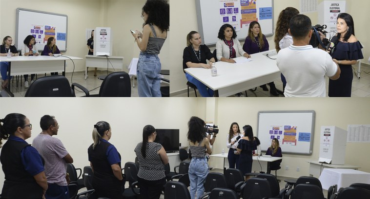 #ParaTodosVerem: Montagem fotográfica com pessoas simulando votação.