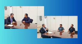 #PraTodosVerem: aparece uma montagem com duas fotos tendo o presidente do TRE-PB reunido com pre...