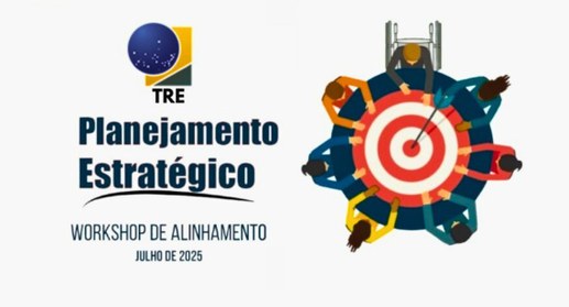 #PraTodosVerem: Card retangular com a logo do TRE-PB, a expressão “Planejamento Estratégico – Wo...