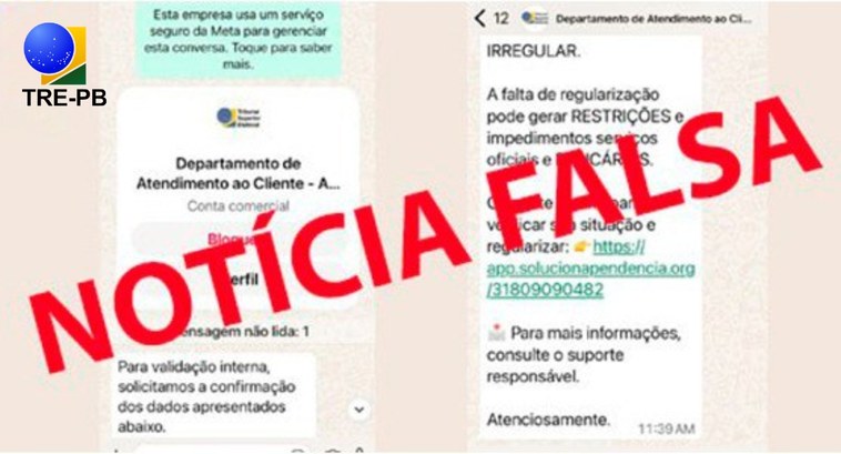 Alerta de golpe: É falsa mensagem sobre suspensão de serviços bancários #PraTodosVerem: Na imagem aparece uma montagem com capturas de tela de mensagens de WhatsApp que...