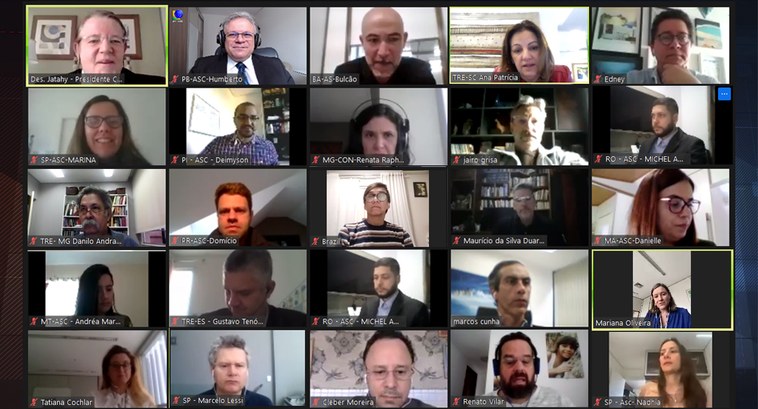 Assessor de Comunicação do TRE-PB participa de reunião do I Encontro Virtual do COPTREL #PraCegoVer: Reunião de assessores de Comunicação da Justiça Eleitoral no primeiro Encontro Virt...