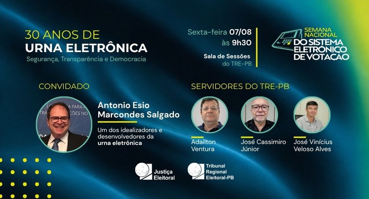#PraTodosVerem: Na fotografia aparece o card do evento com fundo azul e as fotos do convidado e ...