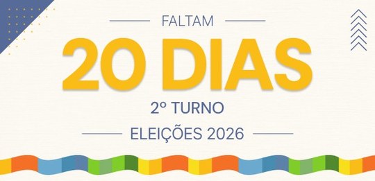 #PraTodosVerem: Arte Contagem Regressiva Faltam 20 dias Eleições 2026. Secom. TSE
