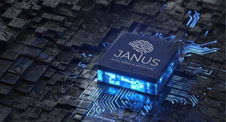 #PraTodosVerem: Na fotografia aparece uma placa mãe com a logo do Janus no formato de um cérebro.