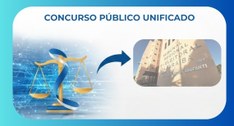 #PraTodosVerem: Na ilustração aparece no alto a expressão “Concurso Público Unificado” e abaixo,...