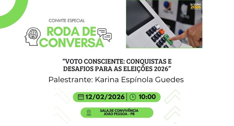 #PraTodosVerem: Na ilustração aparece um convite para uma “Roda de Conversa” sobre voto conscien...