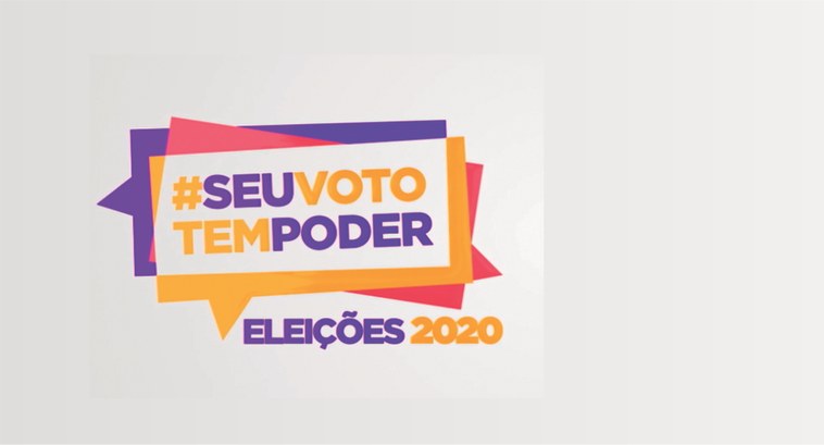 #PraCegoVer: Na imagem aparece o logotipo da Justiça Eleitoral para as eleições 2020 onde se lê ...