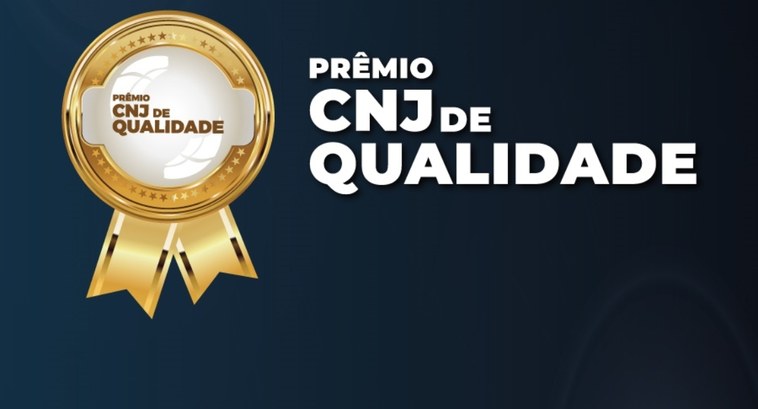 TRE-PB alinha Ranking de Eficiência ao Prêmio de Qualidade do CNJ #PraTodosVerem: Na imagem aparece o desenho de uma medalha e o texto “Prêmio CNJ de Qualidade”.