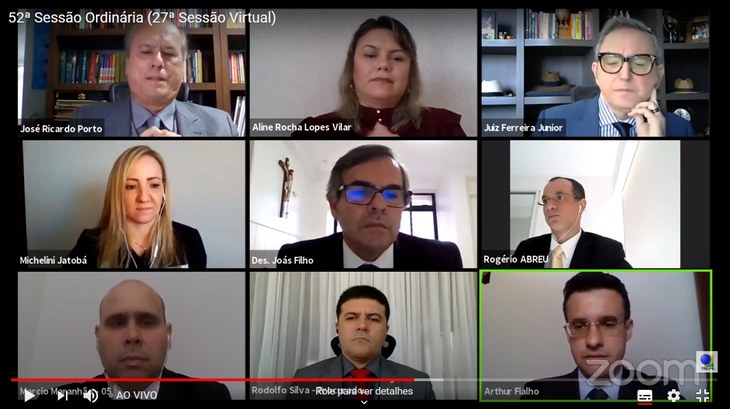 TRE-PB aprova voto de pesar pelo falecimento do advogado Eduardo Marcelo Carneiro de Araújo #PraCegoVer: Na imagem consta o mosaico de participação dos membros do TRE-PB na sessão ordinári...