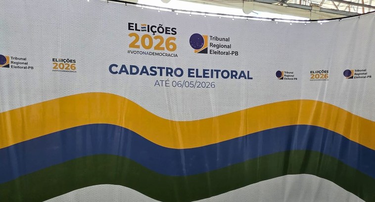 #PraTodosVerem: Na fotografia aparece uma banner símbolo das Eleições 2026, a logomarca do TRE-P...