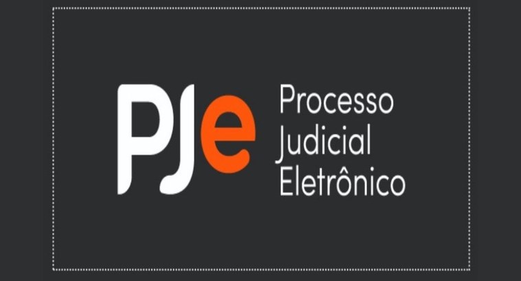 #PraTodosVerem: Card com fundo preto e a expressão “PJe Processo Judicial Eletrônico” centraliza...