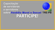 #PraCegoVer: Banner da capacitação sobre assédio moral e sexual.