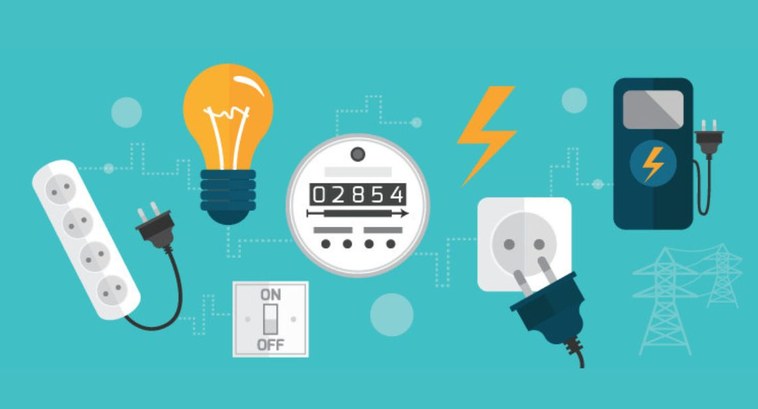 #PraTodosVerem: Na ilustração em fundo azul possui elementos relacionados ao consumo de energia ...